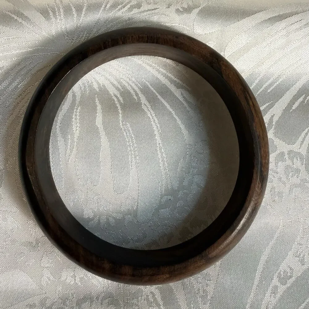Boho Wooden Bangle Bracelet Dark Brown Natural Wood Grain Earthy Ecofriendly